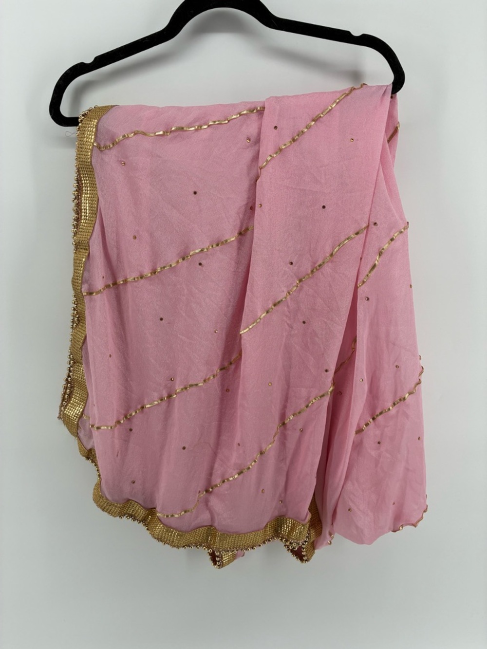 Pink & Gold Embellished Saree Scarf Pashmina